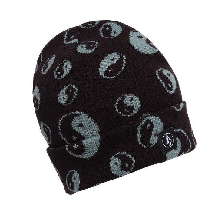 Дамска шапка Volcom, модел Stone Sense, жакардова щампа, лого на маншета, черна, един размер