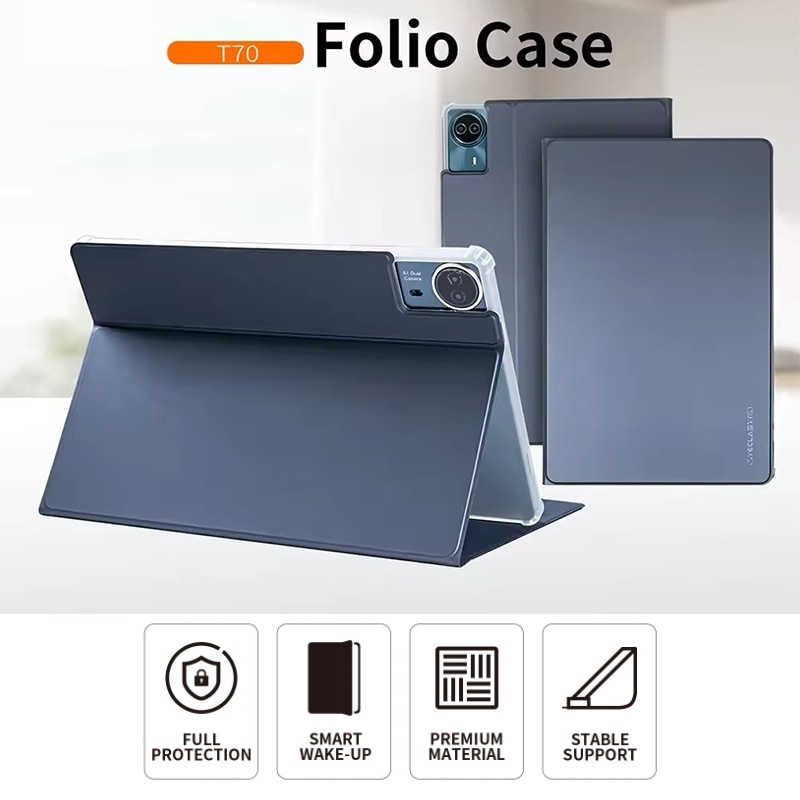 Husa tableta pentru Teclast T70, piele PU, design tip carte, textura anti-alunecare, protectie impotriva zgarieturilor, negru