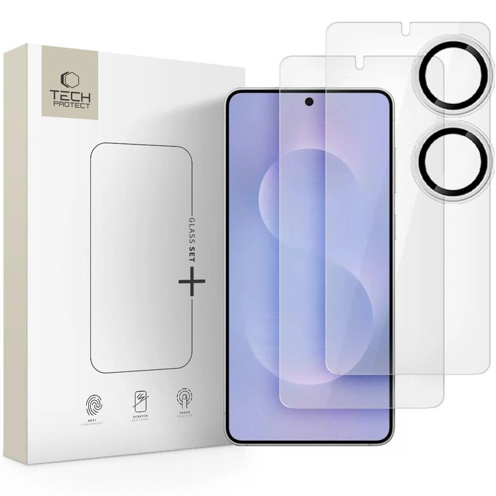 TECH-PROTECT edzett üveg kijelzővédő készlet + 3-PACK Galaxy S25 Edge készülékhez átlátszó