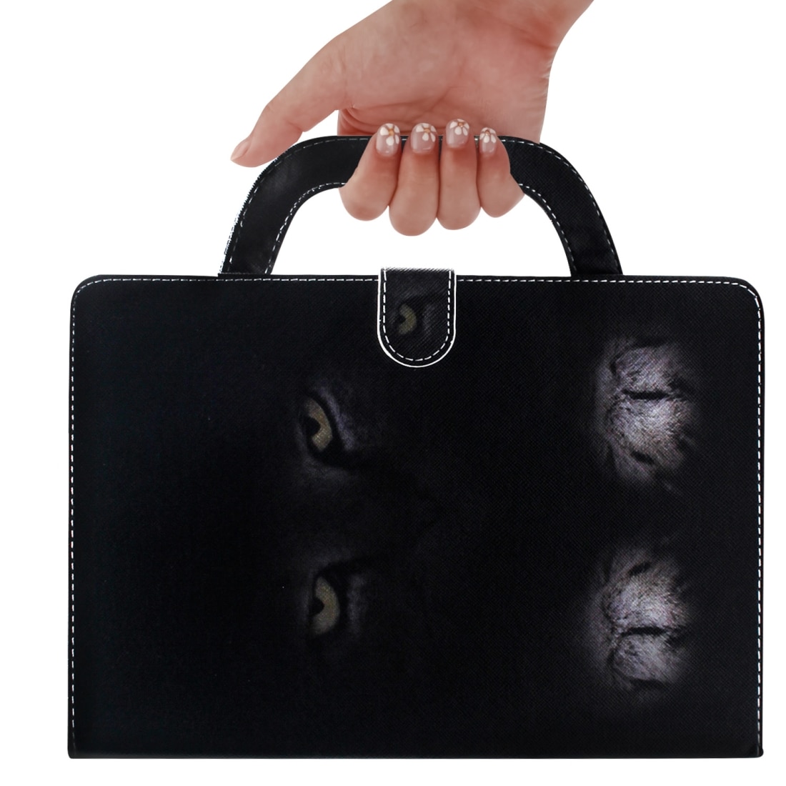 Husa tableta pentru Amazon Kindle Paperwhite 1 / 2 / 3 / 4 (2018), model cu desen de pisici, tip carte cu suport, buzunar pentru carduri si portofel, piele PU, albastru aucmी