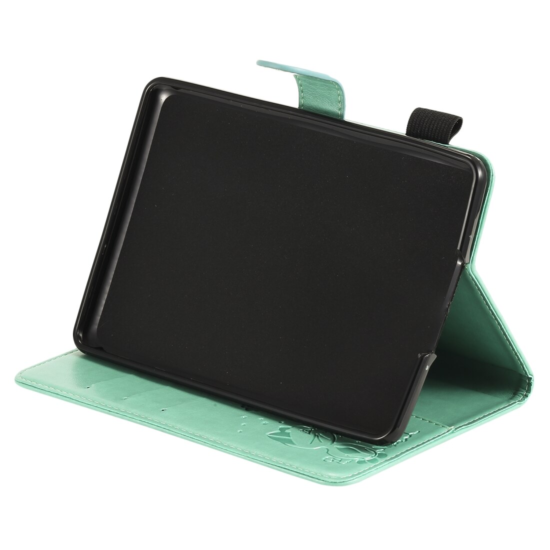Husa tableta pentru Amazon Kindle Paperwhite 4 (2018) / 3 / 2 / 1, model Cat Bee Relief, protectie impotriva socurilor, tip carte orizontal, piele cu sloturi pentru carduri si portofel, pentru creion si functie de somn / trezire (verde)