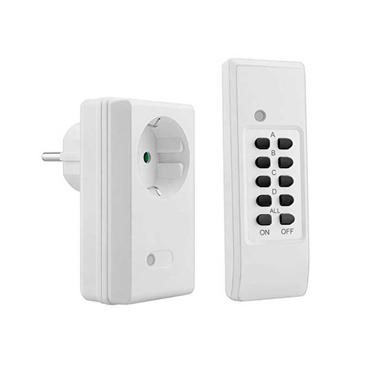Priză cu telecomandă Alien, 230VAC, 3600W, distanță operare 30m, telecomandă cu baterii AAA incluse