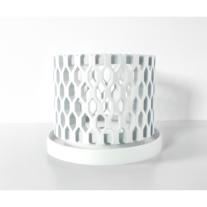 Ghiveci de flori 3d Orchid Aera Premium rotund 17 x 13 cm, Culoare Alb