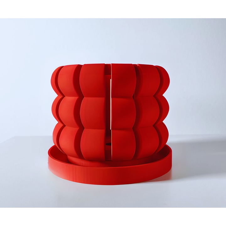 3D саксия за цветя Orchid Noor Premium, кръгла, 14 x 10,5 см, червена