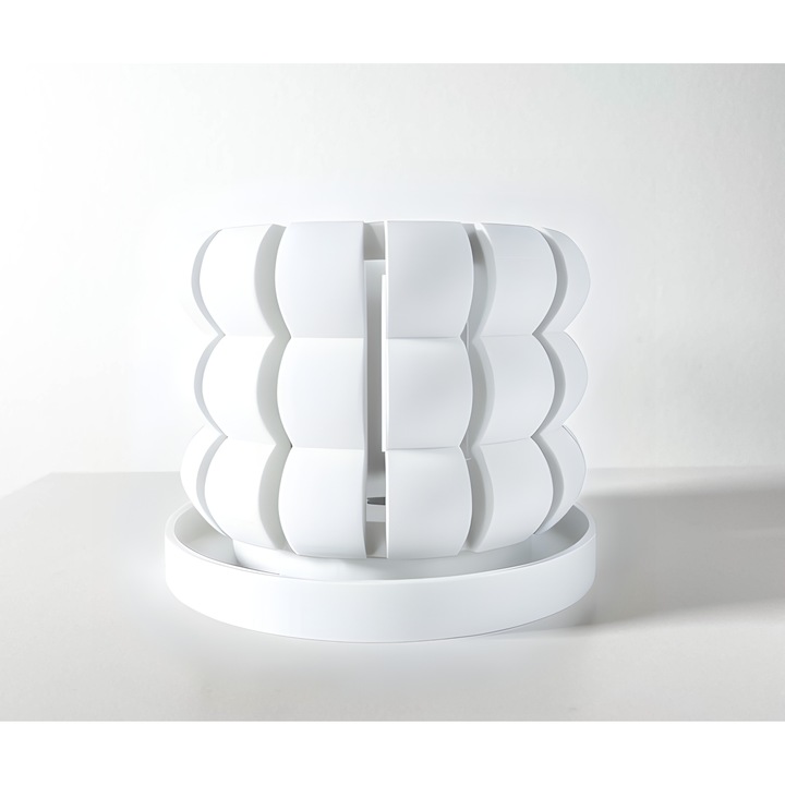 Ghiveci de flori 3d Orchid Noor Premium rotund 17 x 13 cm, Culoare Alb