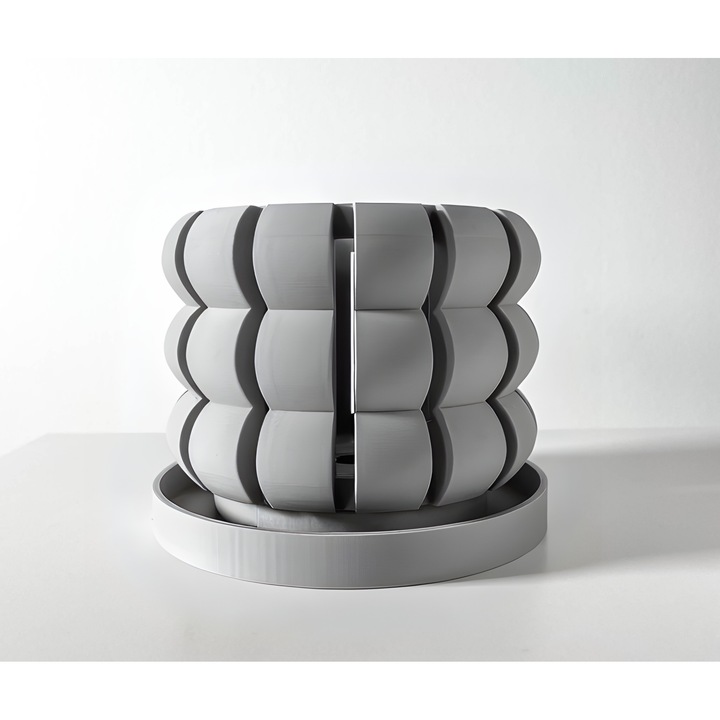 3D саксия за цветя Orchid Noor Premium, кръгла, 14 x 10,5 см, сив цвят