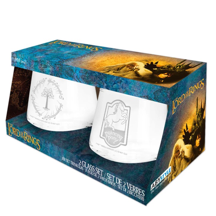Set 2 Pahare ABYstyle, Lord of The Rings, Prancing Pony and Gondor, 300 ml