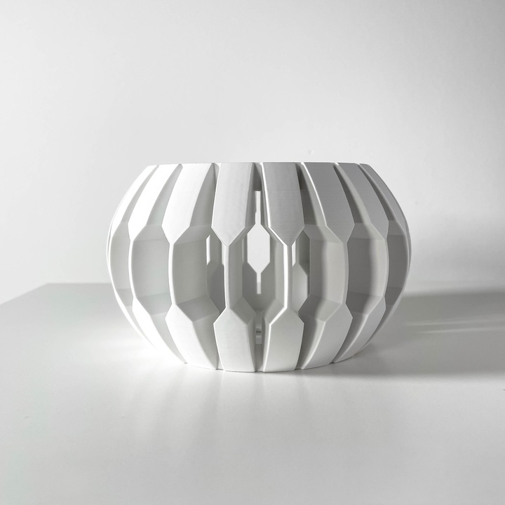 3D Орхидея Тала Премиум Кръгла Саксия за Цвете 15 x 10.5 см, Бял Цвят