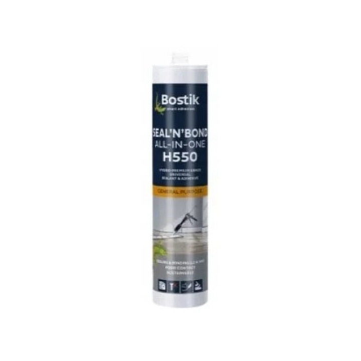 Adeziv montaj BOSTIK H550 SEAL'N'BOND, hibrid, elastic, 290ml, gri