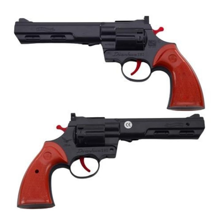 Играчка револвер със звук, Leantoys, черен, 23.5x12x3.5см