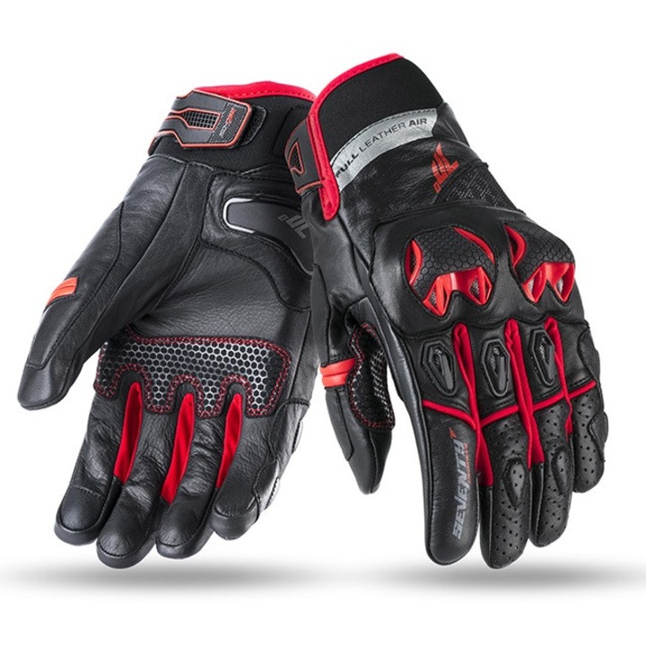 Manusi moto din piele de bovina Seventy Racing model SD-N32, vara, barbati, negru-rosu, XXL-11