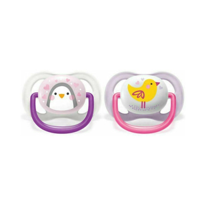 Set 2 suzete ortodontice, Avent Ultra Air Animals, 0-6 luni, multicolor, silicon