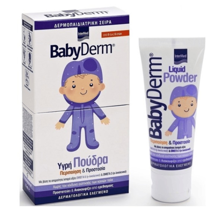 Pudra lichida Babyderm Intermed, 75ml, pentru protectia pielii, fara parabeni