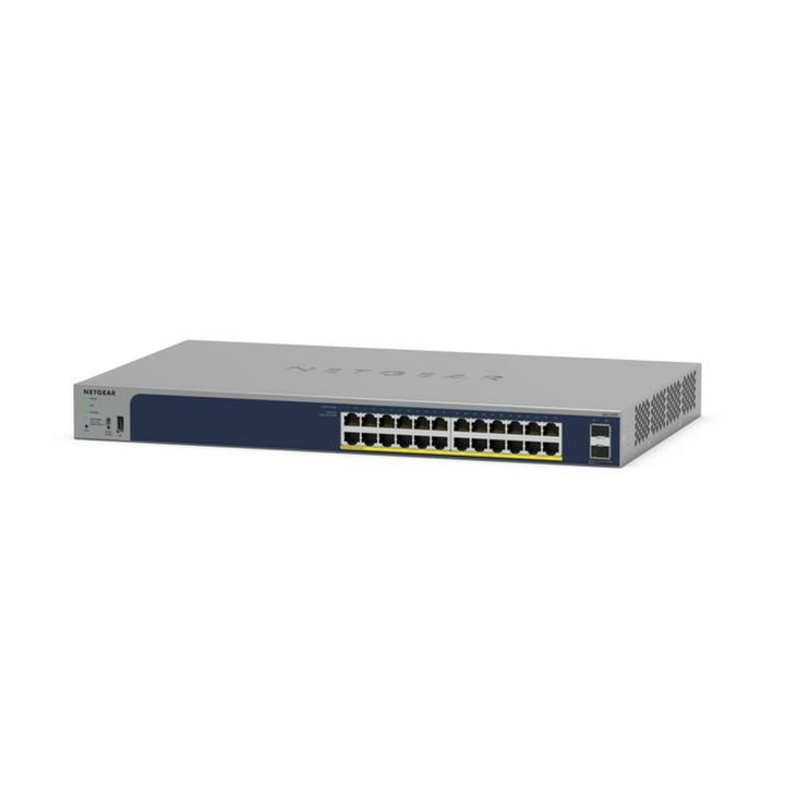 Netgear switch, GS724TPP-300EUS, 24 RJ45 port, 44 cm, szürke