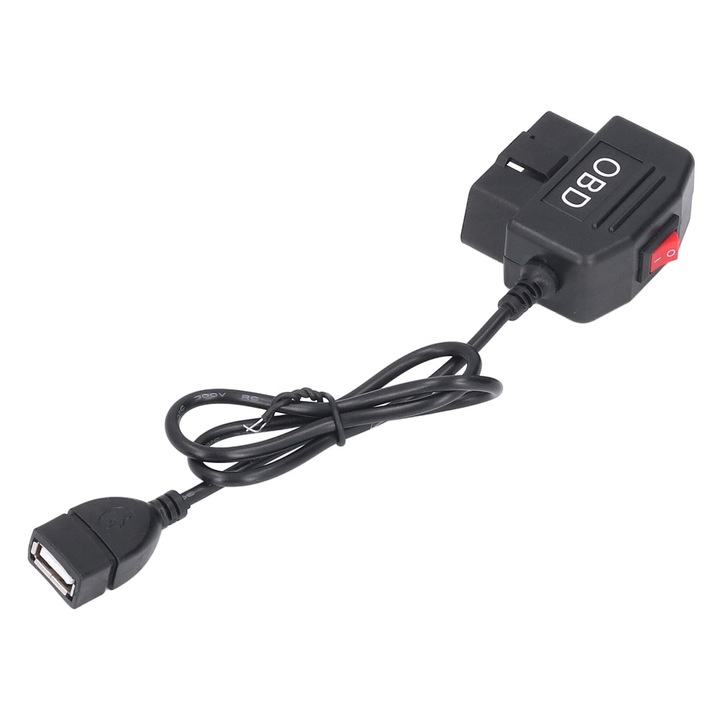 Cablu de alimentare OBD, 48cm, cu buton de comutare, protectie la tensiune scazuta, negru
