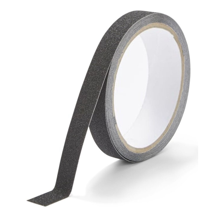 Banda antiderapanta Safety Grip, 25mm x 3m, neagra, utilizare interioara si exterioara