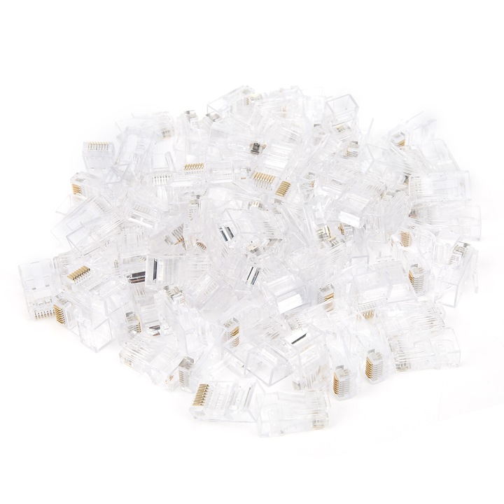 Set 100 conectori RJ45 CAT6 neprotejati, placare cu aur - eMAG.ro