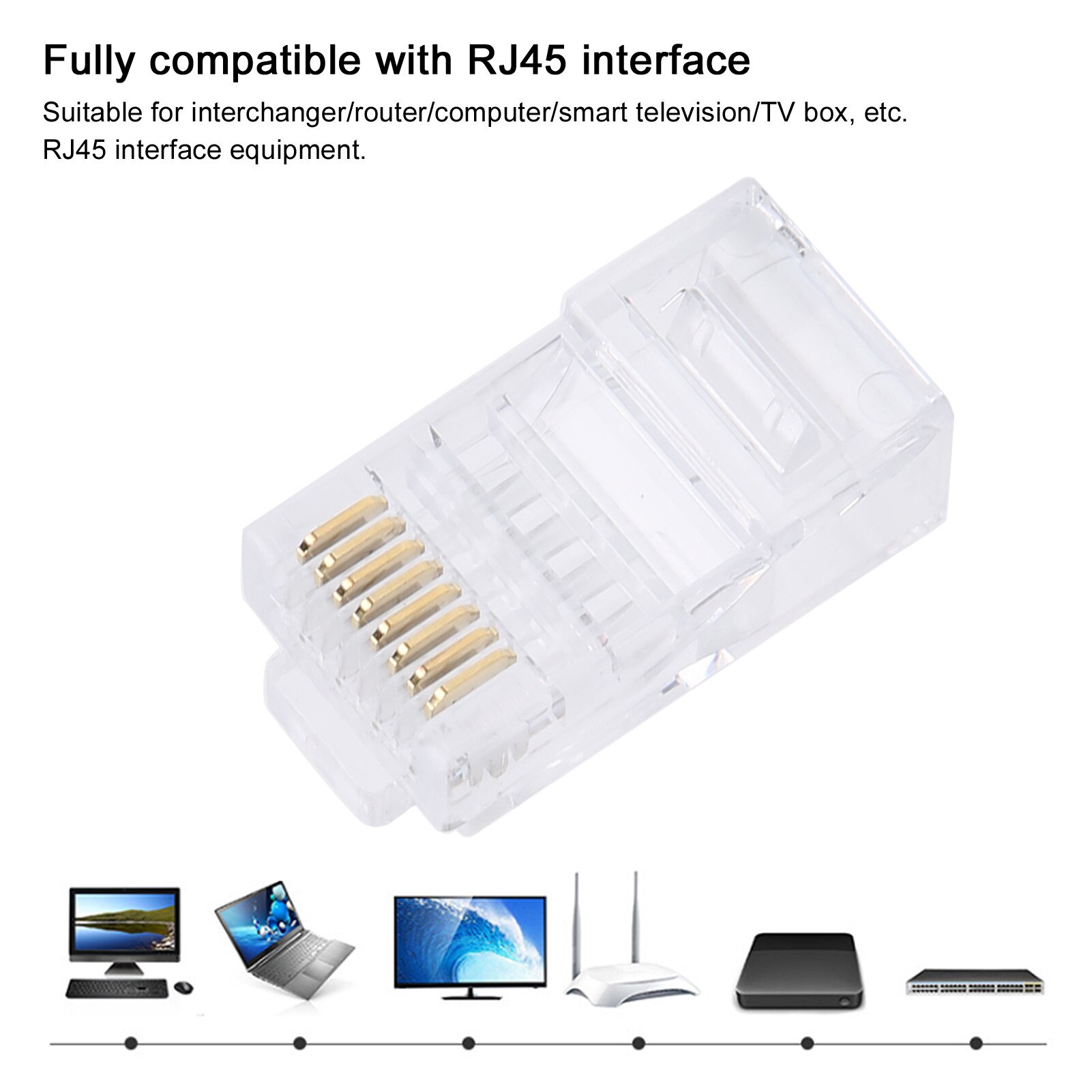 Set 100 conectori RJ45 CAT6 neprotejati, placare cu aur - eMAG.ro