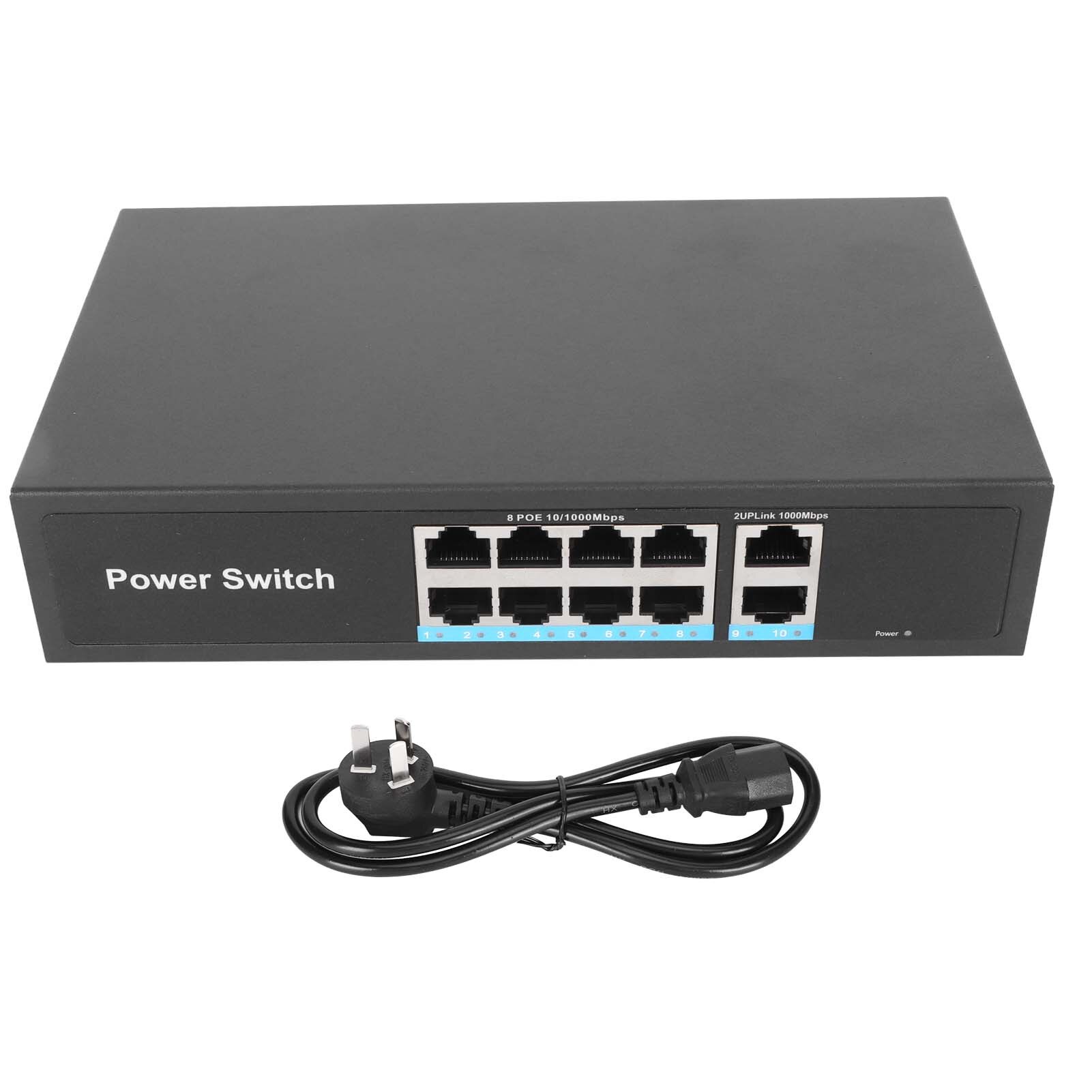 Switch fara management 8 porturi PoE, 2 porturi Gigabit Ethernet