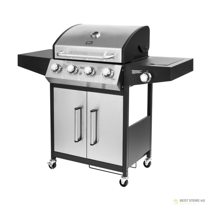 Барбекю за тревна площ, 5 горелки, 62.5x42см, 133.5x54x113.5см, стомана, пълен комплект