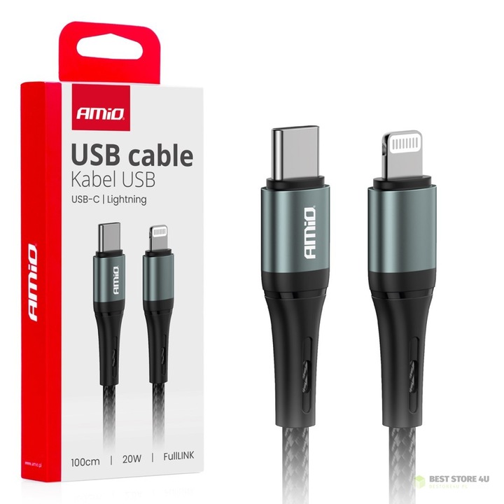 Cablu de incarcare USB-C 20W 100cm, alb, pentru iPhone