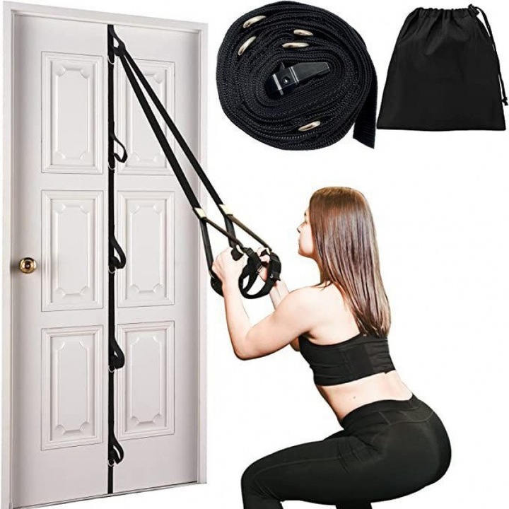 Set echipament fitness multifunctional cu franghie elastica, portabil, fara necesitate de gaurire, design ergonomic