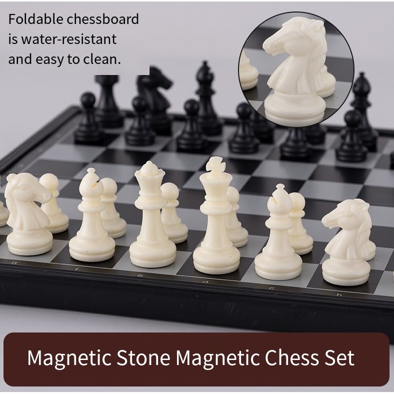 Set de sah magnetic pliabil, 33x33cm, alb si negru - eMAG.ro