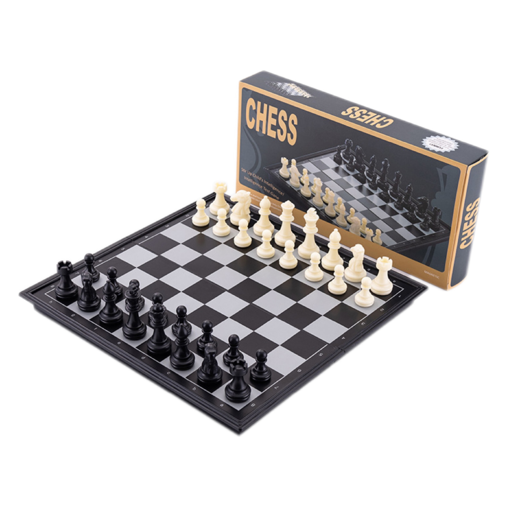 MZYB sha 10点セット Set de sah magnetic pliabil, 33x33cm, alb si negru - eMAG.ro
