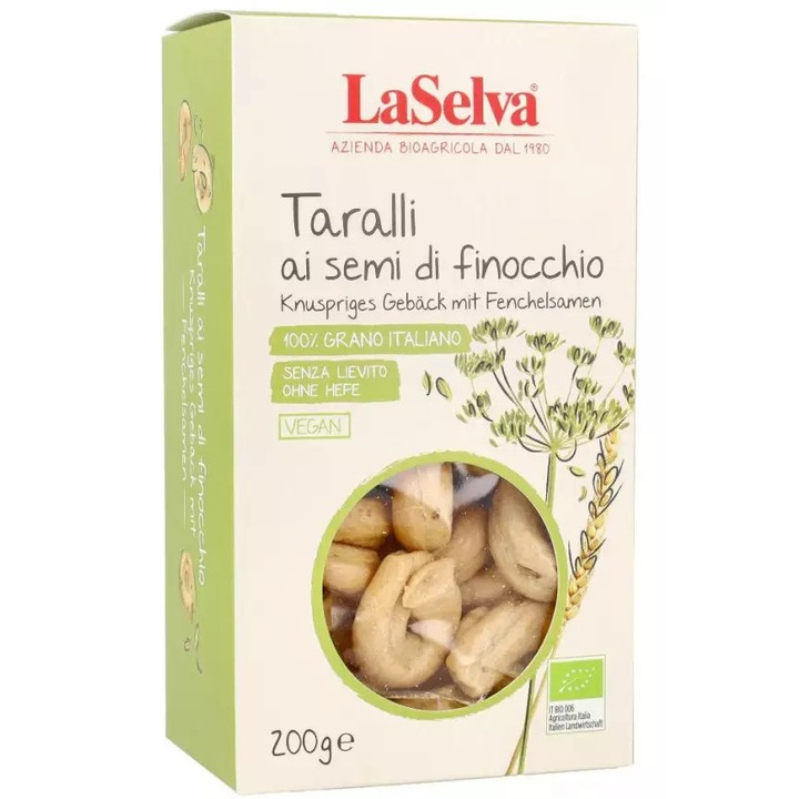 Taralli bio cu seminte de fenicul 200 g LaSelva