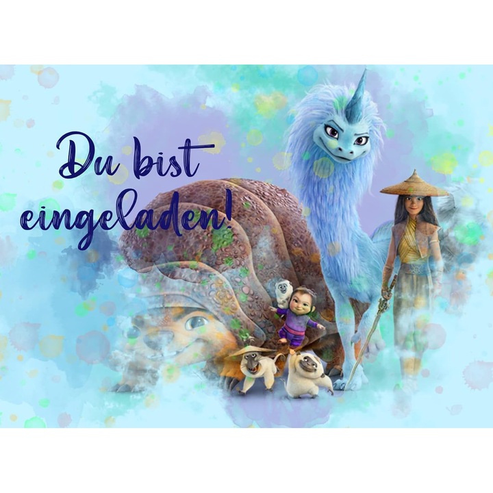 Set de 10 invitatii cu 10 plicuri, pentru ziua de nastere, text in limba germana, 148 x 105 mm, culoare albastru