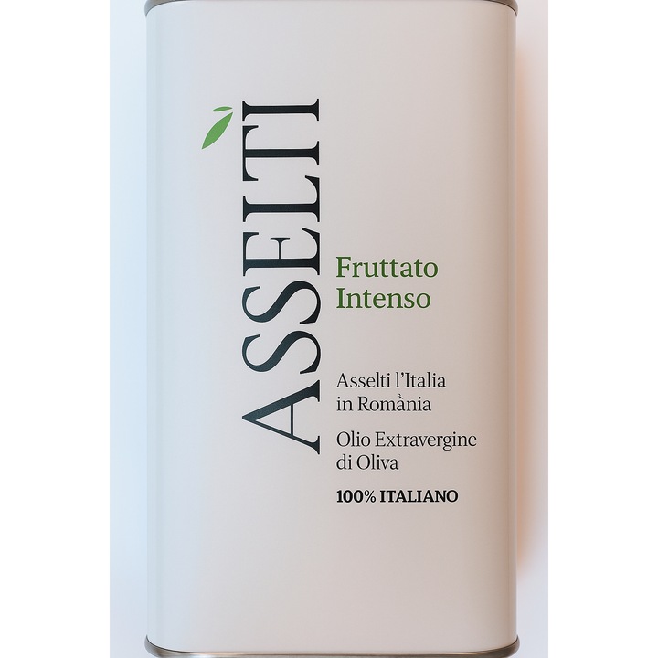 Ulei de masline extravirgin Asselti categorie superioara 3l, origine Puglia in Italia, din prima presare la rece a maslinelor, Fara pesticide, Gust fructat intens