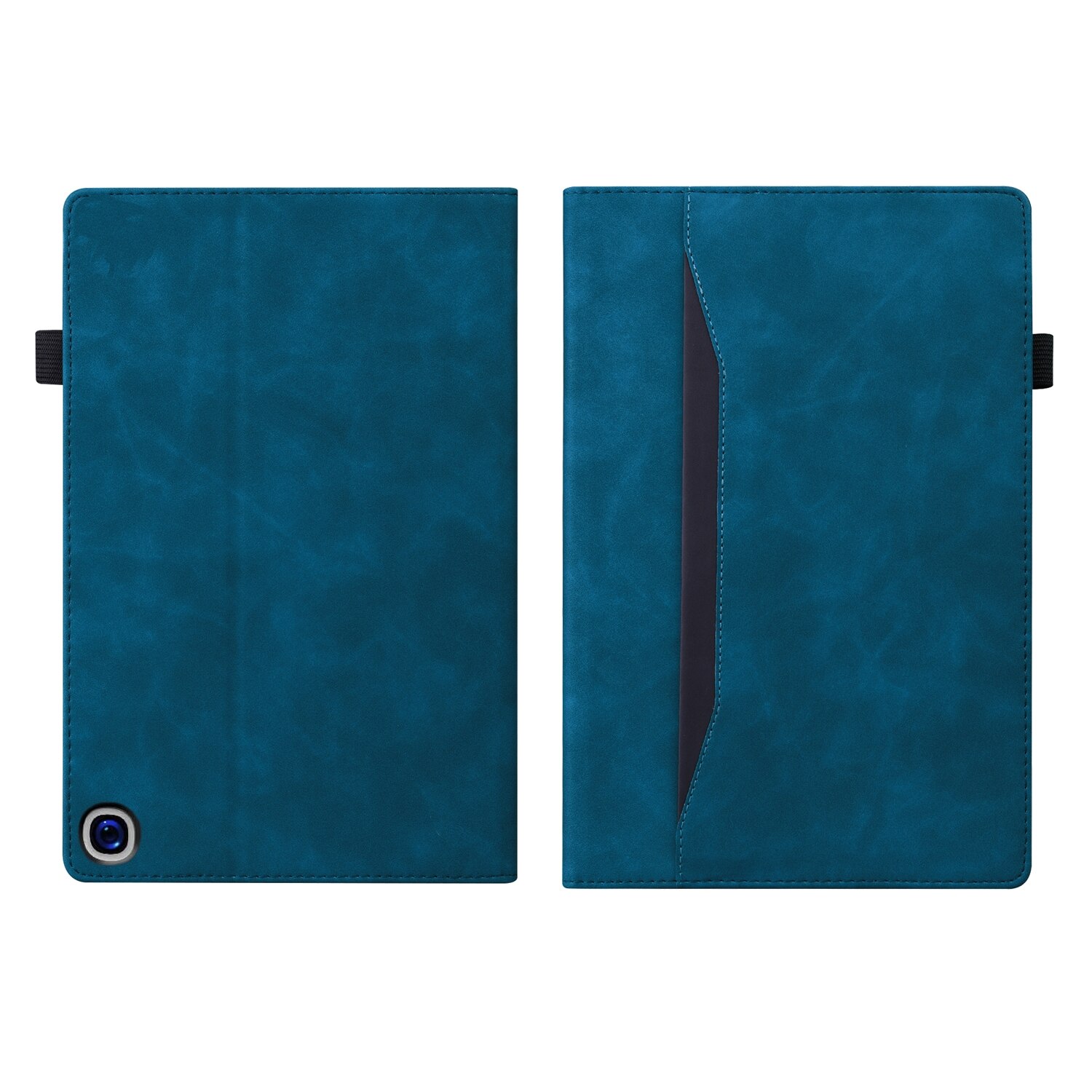 Husa tableta pentru Amazon Fire HD 10 2023 / 10 Plus 2021, piele PU, tip carte orizontala, rezistent la socuri, cu suport si sloturi pentru carduri si pix, cadru foto, functie de sleep / wake-up (albastru)