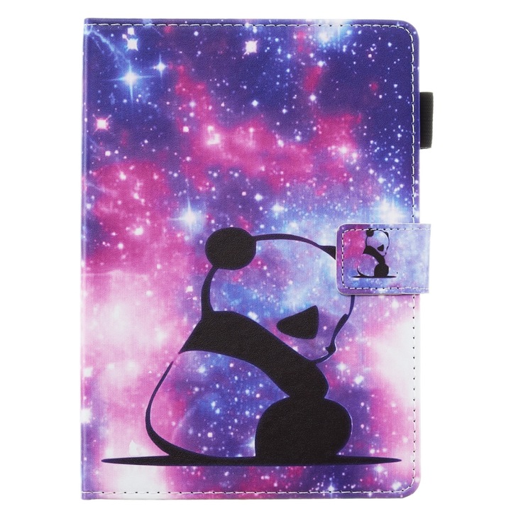 Husa tableta pentru Amazon Kindle Fire HD 8 (2020), textura plata din piele cu slot pentru carduri, portofel, suport si functie de somn / trezire (Ursulet Panda Bebe)