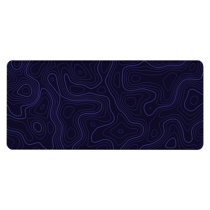 Mousepad pentru jocuri, baza antiderapanta din cauciuc, topografie abstracta violet, 90x40x0.3cm, pentru jocuri de birou si acasa
