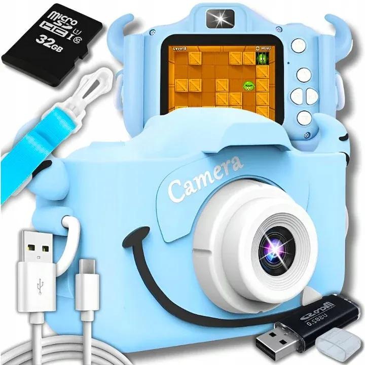 Детска камера, 32GB, 1080P HD, 23 мегапиксела, 2.0 инча, синя