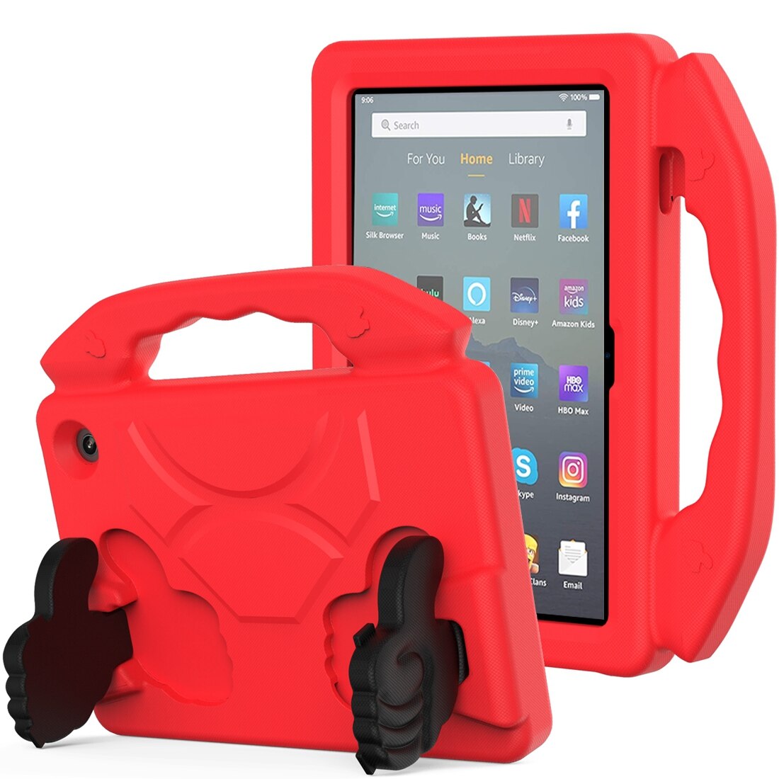 Husa tableta pentru Amazon Kindle Fire 7 (2022), copii EVA anti-soc cu suport deget (rosu)