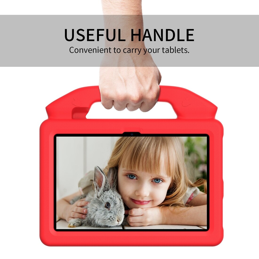 Husa tableta pentru Amazon Kindle Fire 7 (2022), copii EVA anti-soc cu suport deget (rosu)