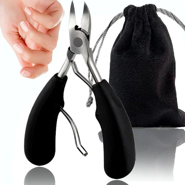 XMSJ pedikűrfogó, rozsdamentes acél, ergonomikus kialakítás, fekete/ezüst