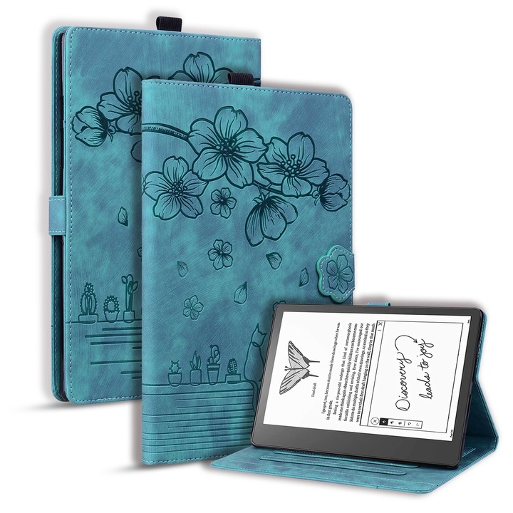 Husa tableta pentru Amazon Kindle Scribe 10.2 2022, piele inteligenta cu model de carte de calitate superioara, suport pentru vizionare, inchidere magnetica, verde