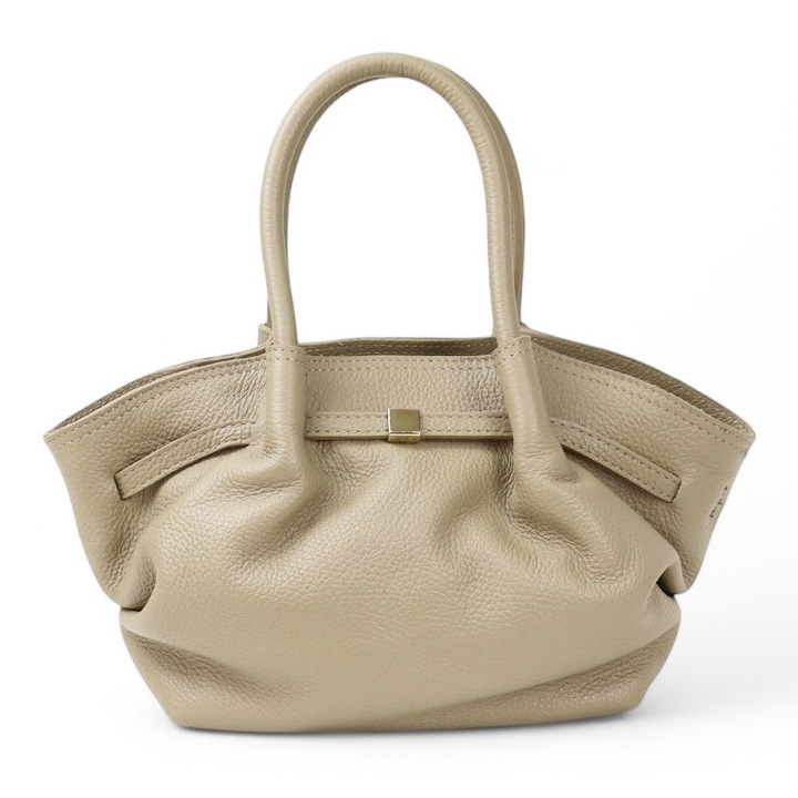 Geanta de mana Moranti Adele-M mini, piele naturala, bej, 1 buzunar, design elegant