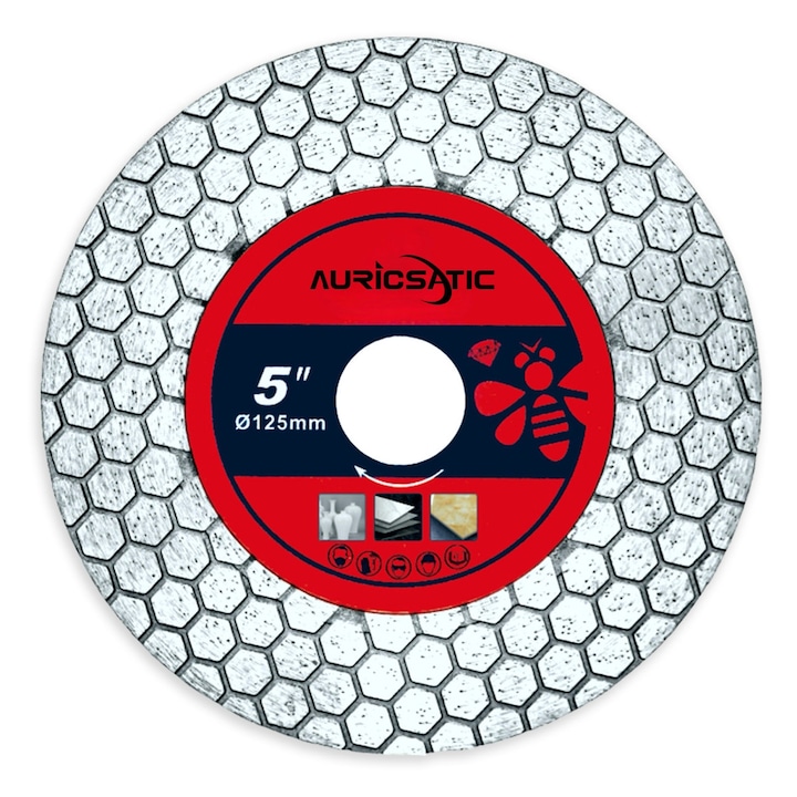 Професионален диамантен режещ диск, за мокро и сухо рязане; външен диаметър 125 мм, вътрешен диаметър 22,23 мм, дебелина на свредлото 1,7 мм, ширина на свредлото 20 мм, модел: Футболни ивици;