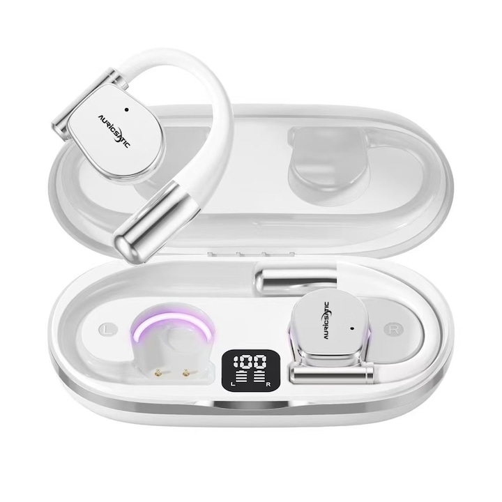 Casti wireless Lumaudio Escape, design open-ear, difuzoare 14.2 mm, Bluetooth 5.4, rezistente IPX5, Beige