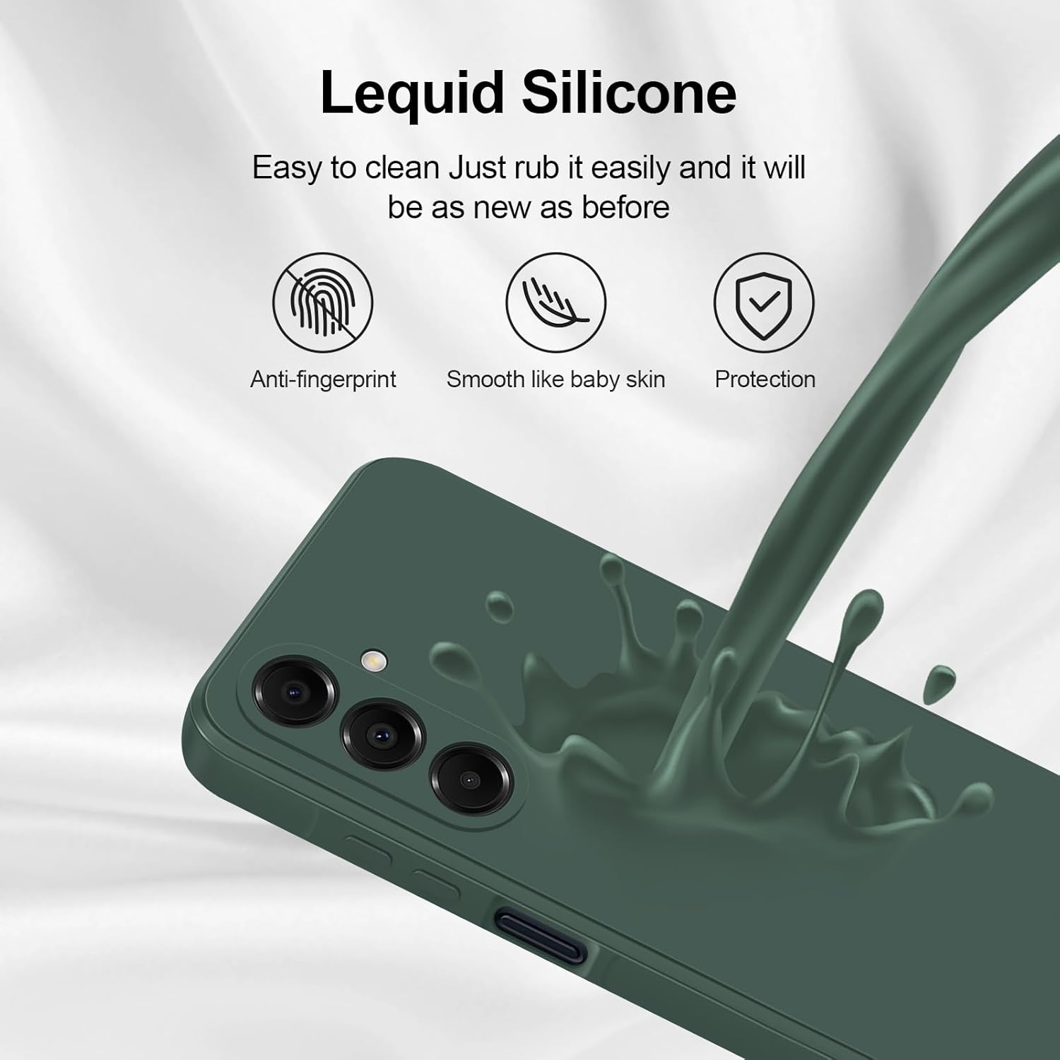 Husa pentru Samsung Galaxy A16, silicon lichid, Calitate Premium, Interior din Microfibra, Protectie Sporita, Antisoc, verde inchis