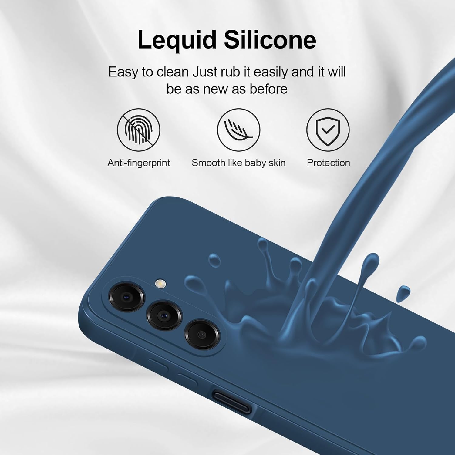 Husa pentru Samsung Galaxy A16, silicon lichid, Calitate Premium, Interior din Microfibra, Protectie Sporita, Antisoc, gri albastrui