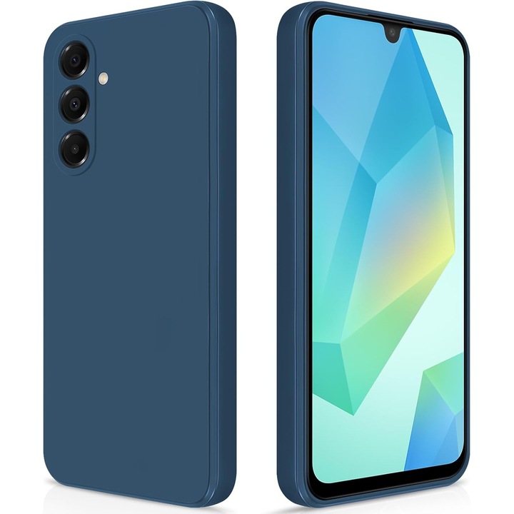 Кейс за Samsung Galaxy A16, течен силикон, първокласно качество, микрофибърна вътрешна част, подобрена защита, удароустойчив, синкавосив