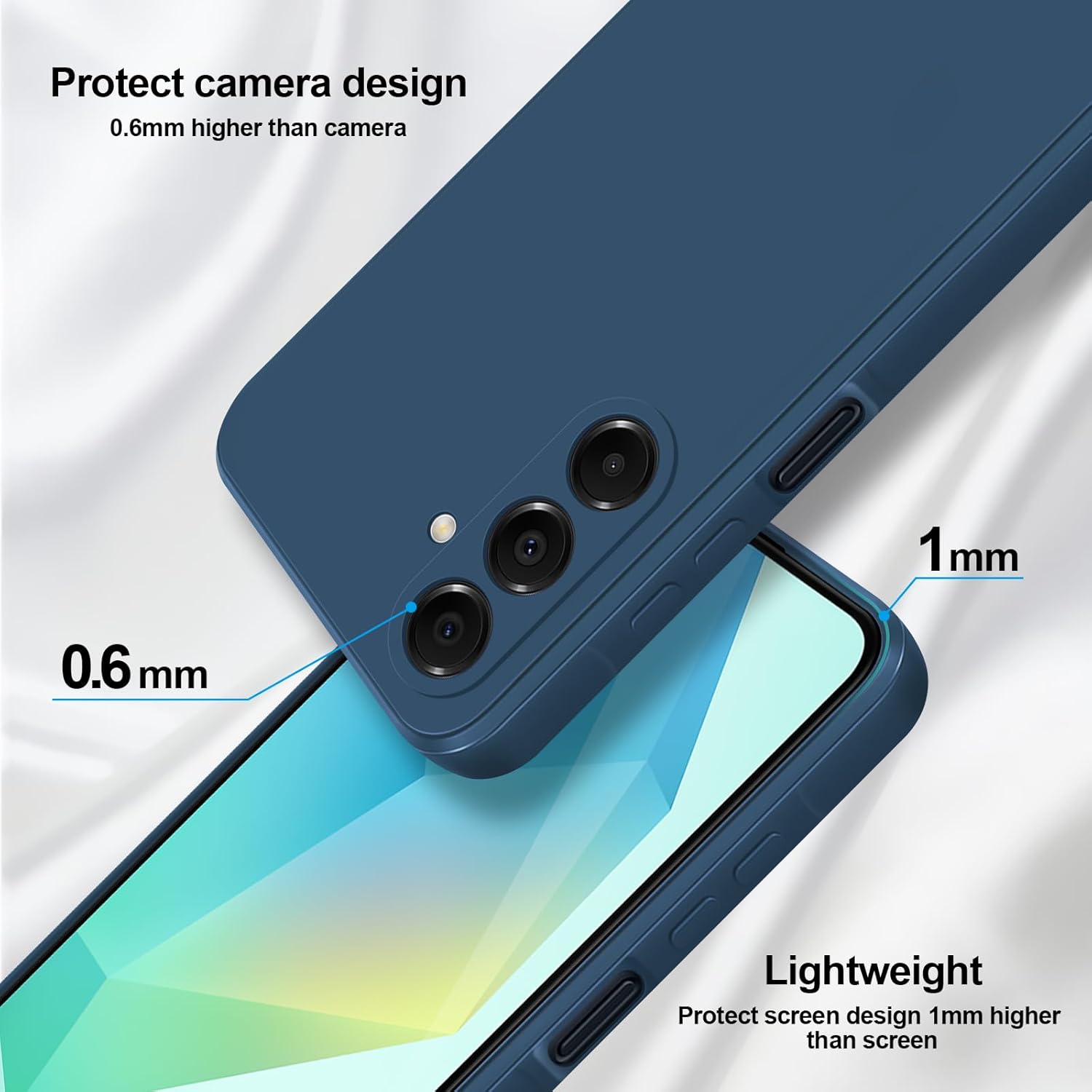 Husa pentru Samsung Galaxy A16, silicon lichid, Calitate Premium, Interior din Microfibra, Protectie Sporita, Antisoc, gri albastrui