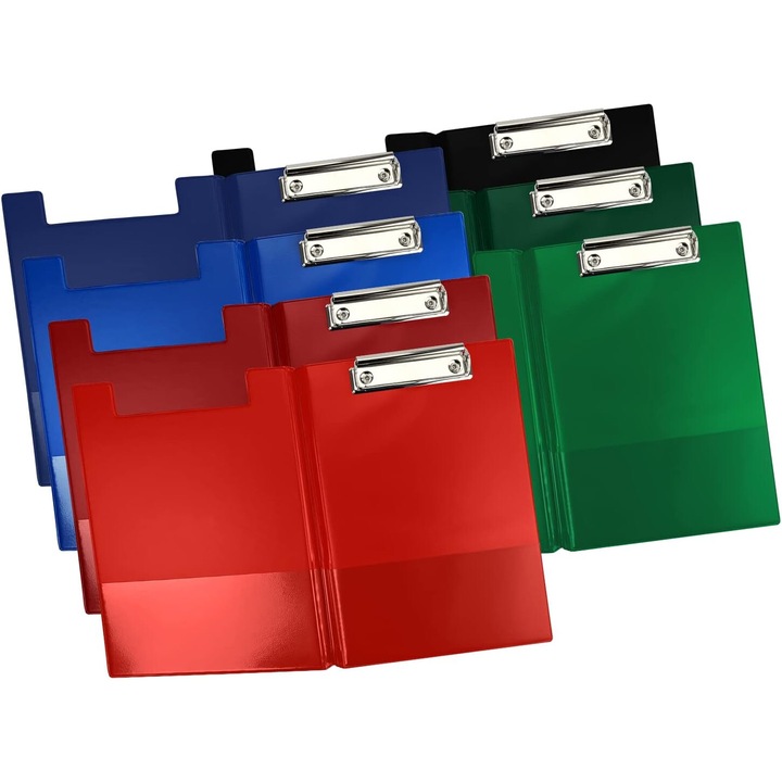 Комплект клипбордове A5, Netuno, полипропилен, външен джоб, държач за химикалки, идеален за учители, лекари, студенти, многоцветен, бр.