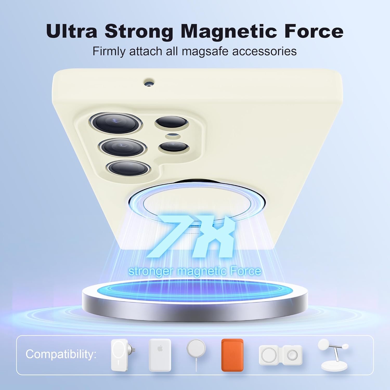 Husa telefon pentru Samsung Galaxy S25 Ultra, silicon moale, suport magnetic, protectie militara, ultra-subtire, BEJ