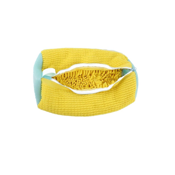 Set 2 pungi de spalat pantofi, Omelivon, galben, 35,9x19,5cm