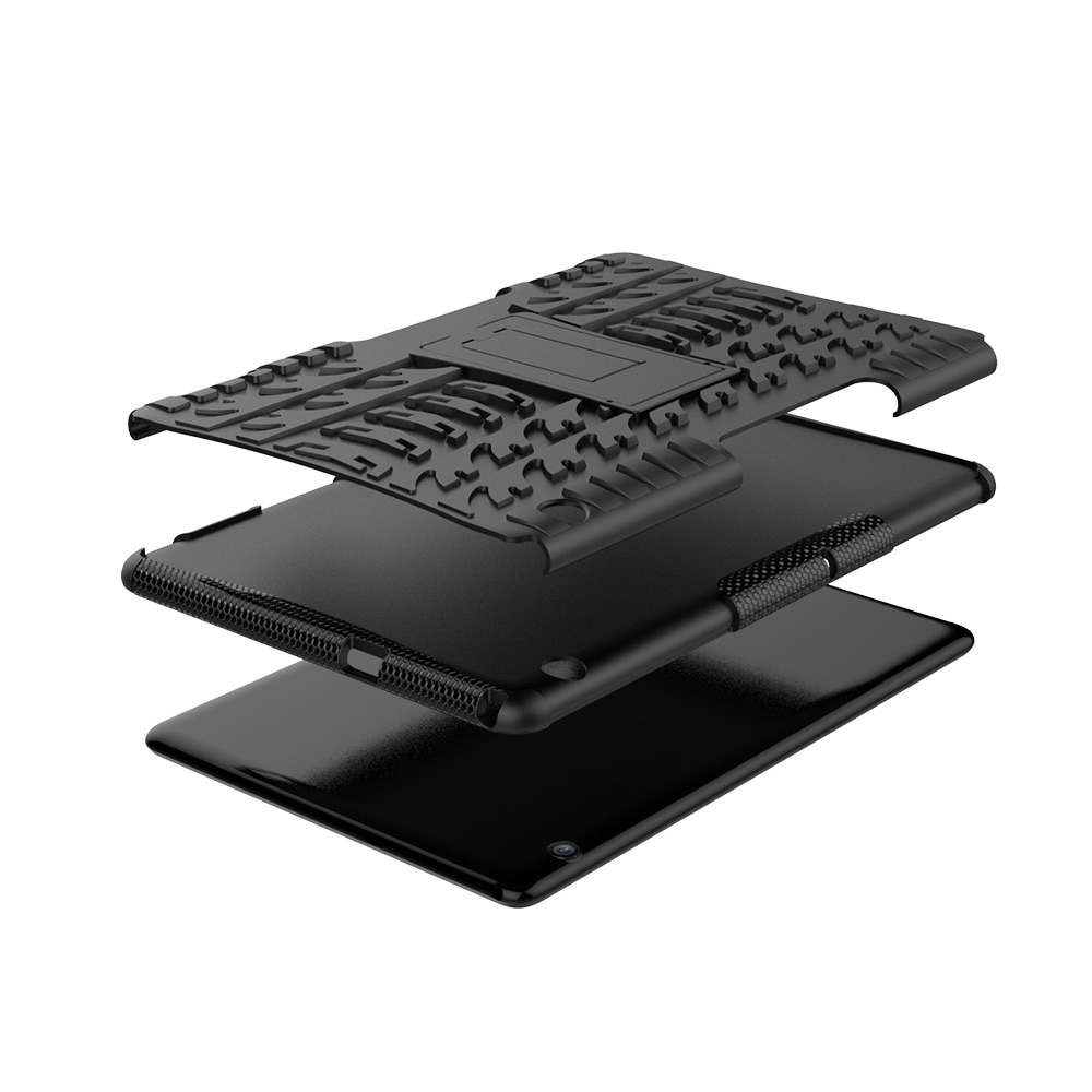 Husa tableta pentru Huawei MediaPad T5, textura cauciucata, TPU + PC, protectie anti-soc cu suport (Negru)